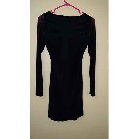 Motel Rocks Delray Black Bodycon Long Sleeve Dress in Black Mesh NWT - Picture 3 of 3
